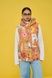 Women's insulated orange vest with an 'Ethnic Cats' print