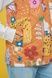 Women's insulated orange vest with an 'Ethnic Cats' print