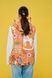 Women's insulated orange vest with an 'Ethnic Cats' print