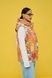 Women's insulated orange vest with an 'Ethnic Cats' print