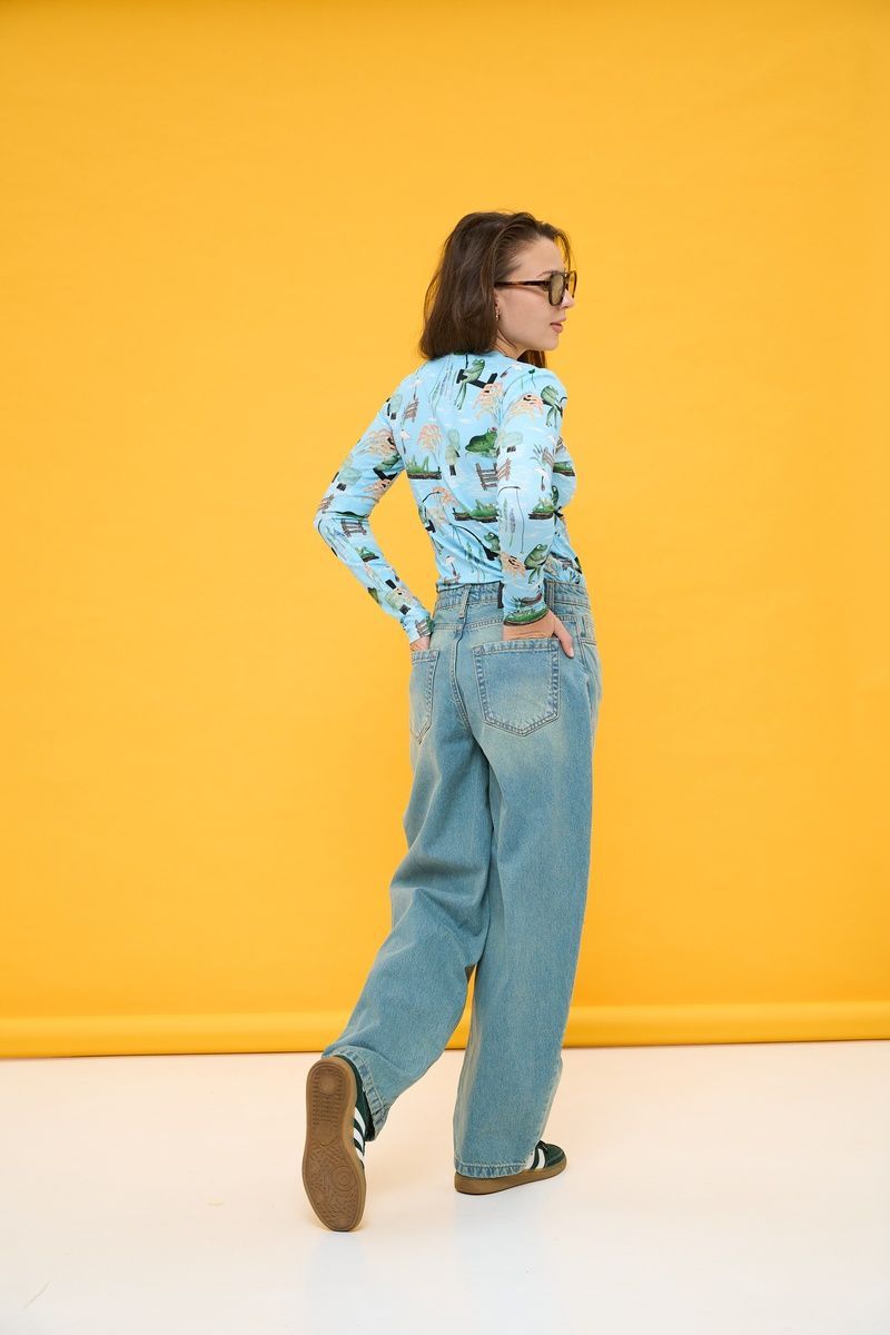 Damskie szare jeansy baggy L/XL