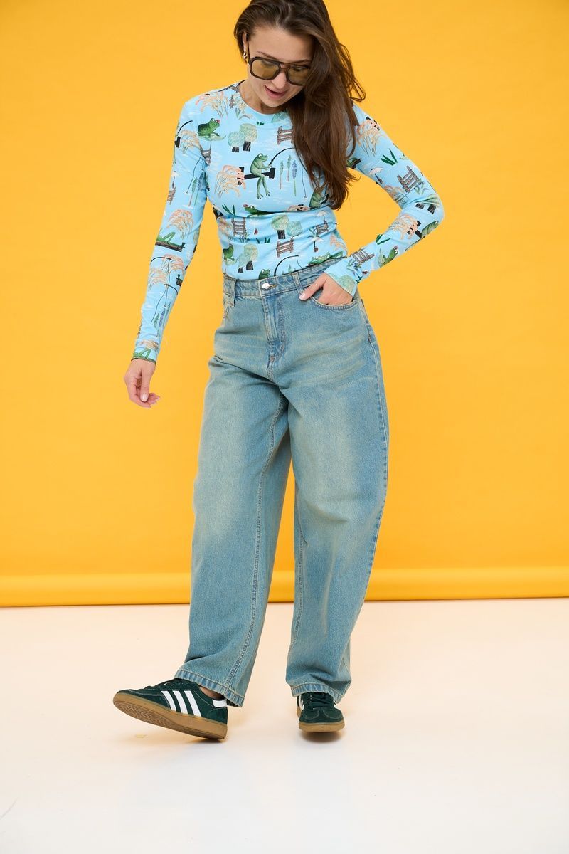 Damskie szare jeansy baggy L/XL