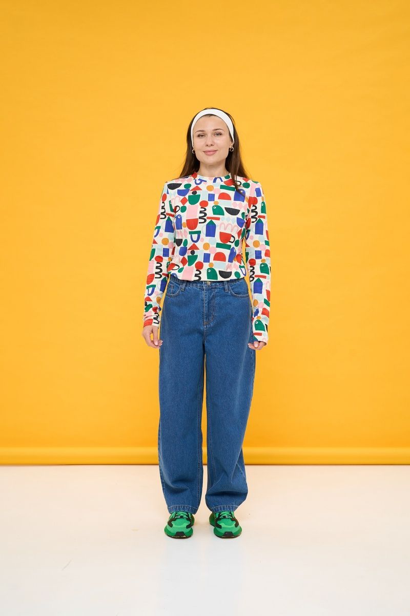 Damski kremowy longsleeve z nadrukiem ptak&oacute;w M/L