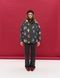 Women's Round Jacket Black with Floral Print