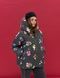 Women's Round Jacket Black with Floral Print