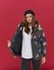 Women's Round Jacket Black with Floral Print