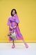 Cotton midi dress in purple with "Pink Flowers" print