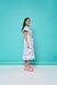 Women's light blue cotton midi dress with a 'Hens' print