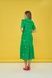 Women's green cotton midi dress with a 'Lilac Horses' print