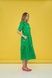 Women's green cotton midi dress with a 'Lilac Horses' print