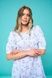 Women's light blue cotton midi dress with a 'Sheep' print